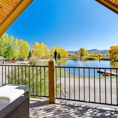 Riverstone Cabin | Waterfront Deck Overlooking the Pond, Private River Access, Pool & Hot Tub